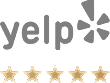 Five gold stars rating graphic